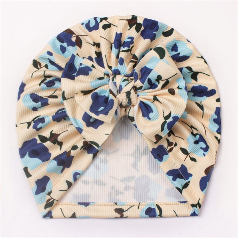 Baby Hat Factory - Warm Bohemian Indian Hat Bowknot Bandanas Printed Flower Turban