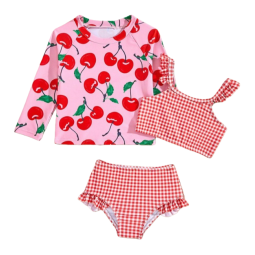 Children Swimsuit Supplier - 3pcs Long Sleeve One Piece Swimsuit New Kids Girls Swimwear