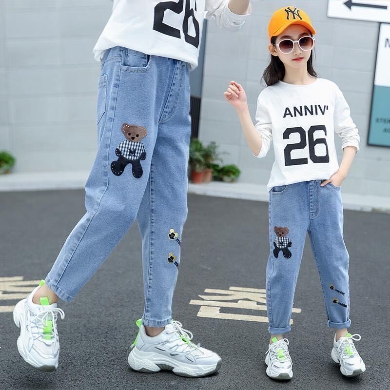Girls Denim Jeans Supplier - Trendy Spring Autumn Styles Big Middle Kids Casual
