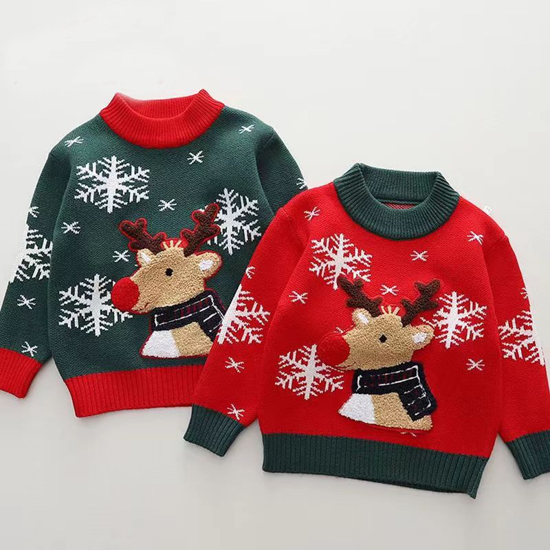 Children Sweater Manufacturer - 2025 Kids Winter Fawn Pullover Jacquard Cartoon Design