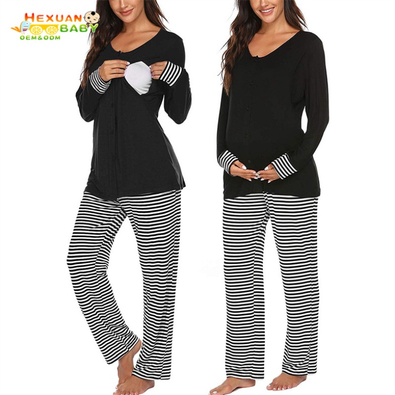 Maternity Sleepwear Manufacturer - Pregnant Women Night Dress Winter Elegant Pajamas