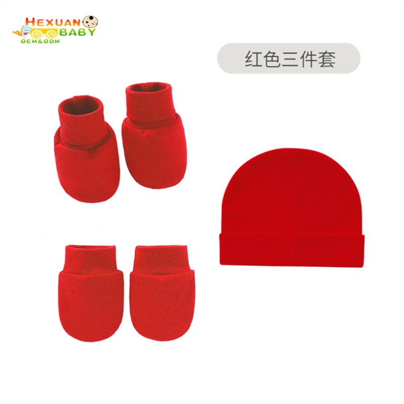 Newborn Set Supplier - Scratch Mittens and Hats Set Cotton Beanie Hats and Mitten