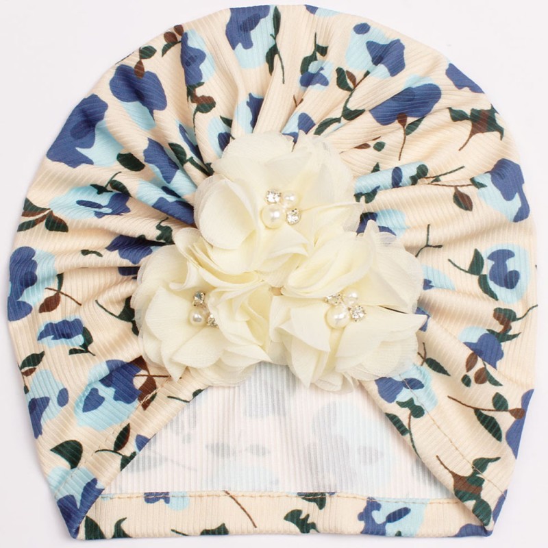 Baby Hat Factory - New Fashion Cute Printing Head Cotton Flower Boneless Set
