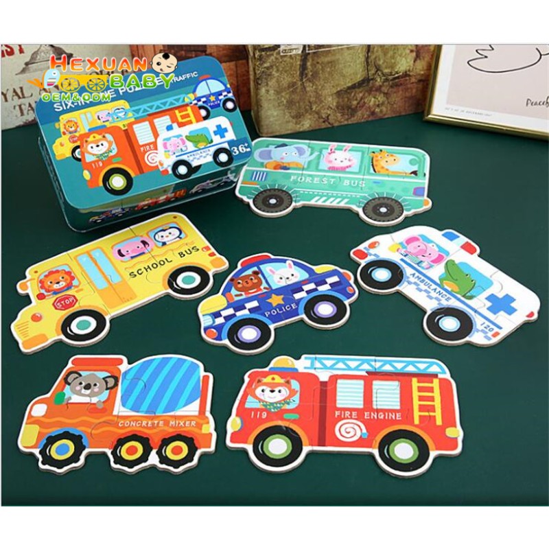 Wooden Puzzle Supplier - Wholesale 60 Pieces Cartoon Tin Box Jigsaw Educational Toys