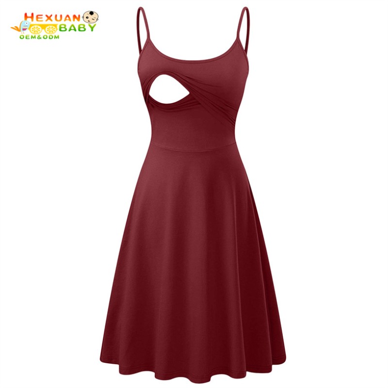 Breastfeeding Dresses Supplier - Casual O-Neck Cotton Short Sleeve Knit Maternity Summer