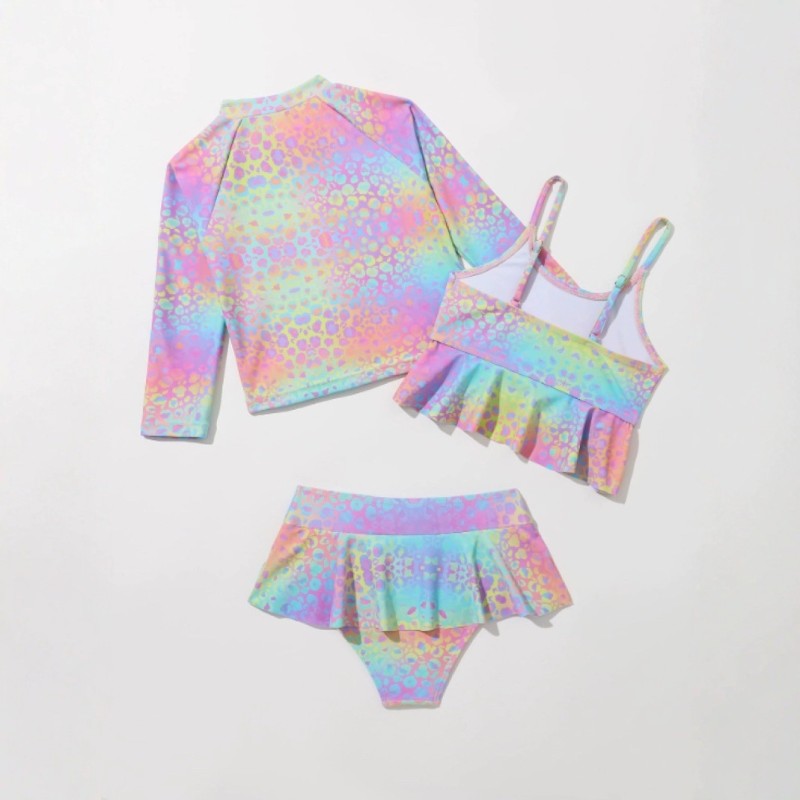 Bikini Set Supplier - 2025 New Gradient Sling Children Three Piece Swimwear Summer