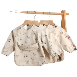 Baby Bib Factory - 2024 Weaning Feeding Waterproof Smock Apron Long Sleeve with Pocket