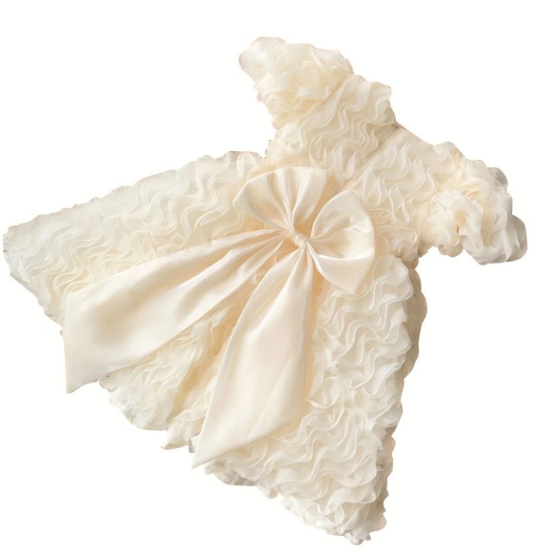 Baby Dress Manufacturer - Wholesale High Quality Mesh Puff Sleeve Soft Cotton Christening