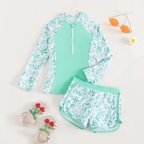 Girl Swimming Suit Manufacturer - Long Sleeves Sports Surfing Tankini Set Pool Swimwear