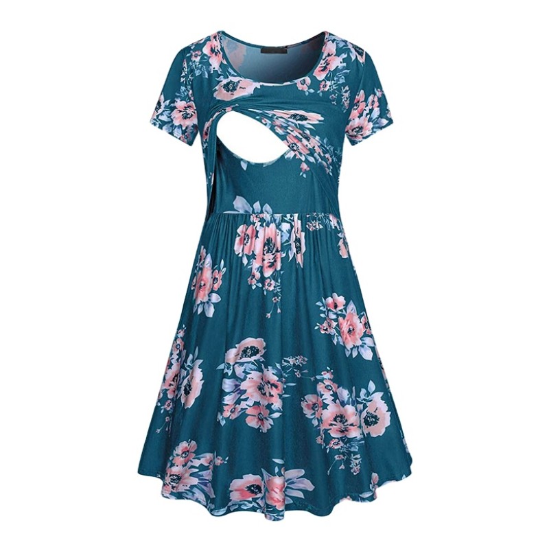 Pregnancy Nightgown Manufacturer - Dress for Pregnant Women Solid Round Neck Nursing