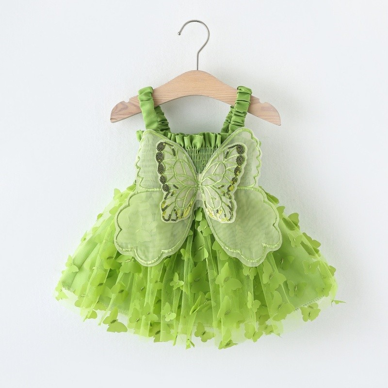 Baby Girl Dress Factory - Party Princess 3d Fairy Butterfly Wings Hanging Strap Mesh