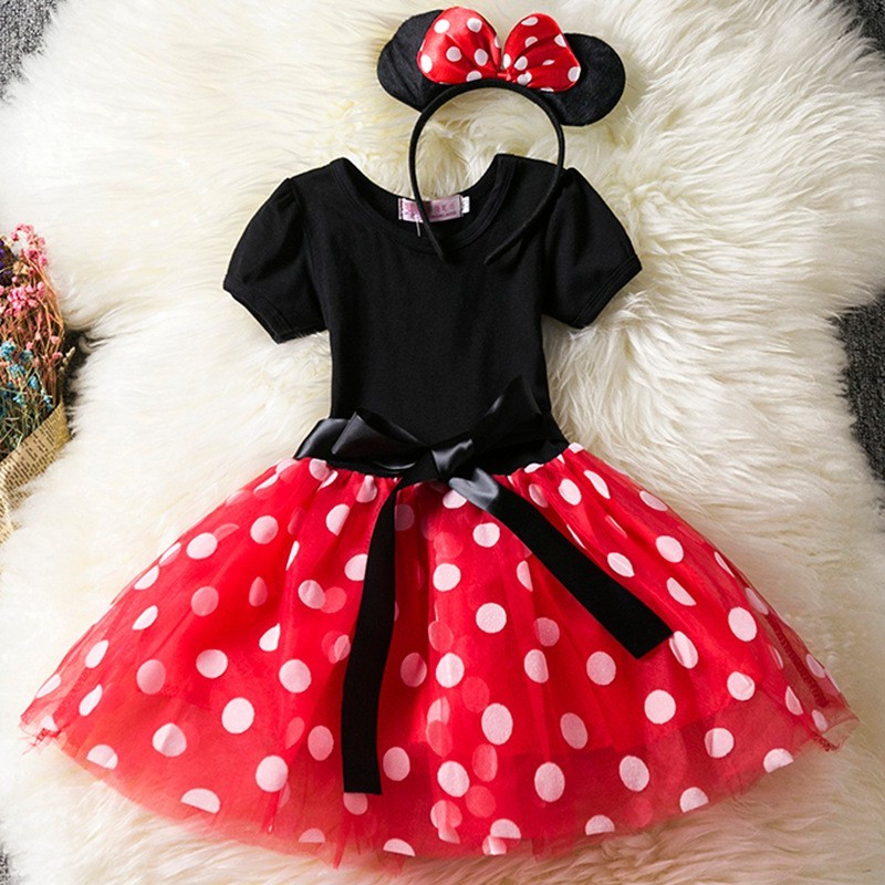 Kids Girl Dress Manufacturer - Fast Shipping Summer Tutu Dresses Polka Dots Minnie Costume