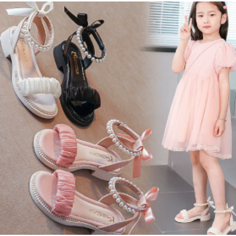 Children Sandals Supplier - Summer Elegant Princess Dress Bowtie Beading Ankle Strap