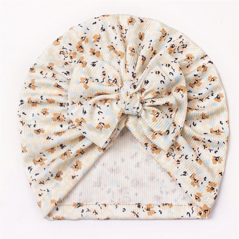 Baby Hat Factory - Warm Bohemian Indian Hat Bowknot Bandanas Printed Flower Turban