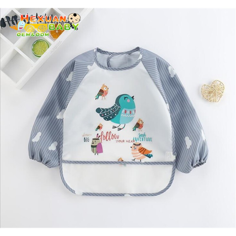 Baby Bibs Supplier - Long Sleeve Waterproof Feeding Apron Cartoon 0-5 Years
