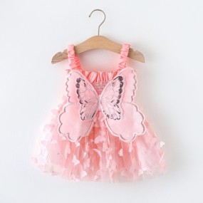 Baby Girl Dress Factory - Party Princess 3d Fairy Butterfly Wings Hanging Strap Mesh