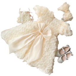 Baby Dress Manufacturer - Wholesale High Quality Mesh Puff Sleeve Soft Cotton Christening