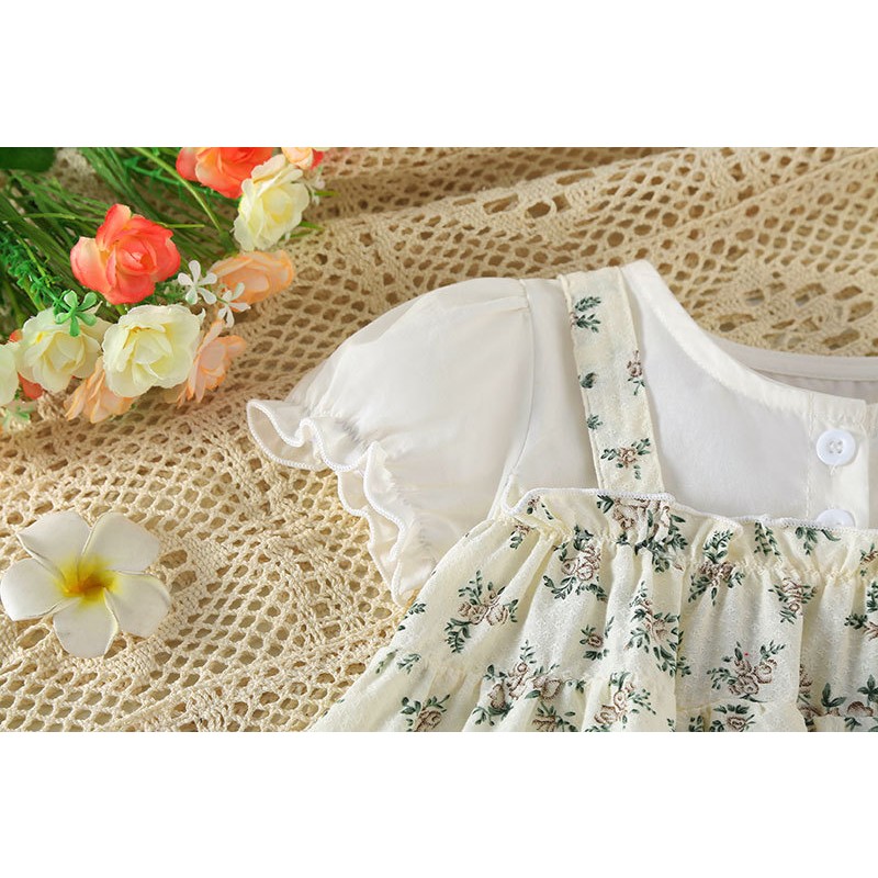 Baby Girl Clothes Supplier - 3-24Months Summer with Hat Cute Floral Lace Jumpsuits