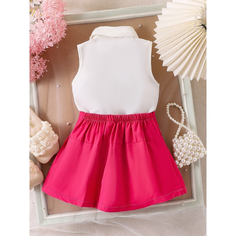 Children Suit Supplier - 2025 New Sweet Summer Shirt and Skirt 2pcs Princess Girls