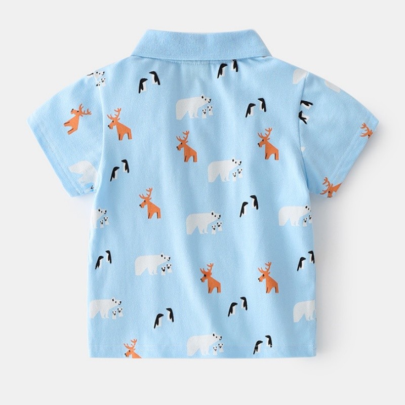 Boys Polo Shirts Supplier - 2025 Summer Cute Cartoon Embroidered Lapel Cotton Korean