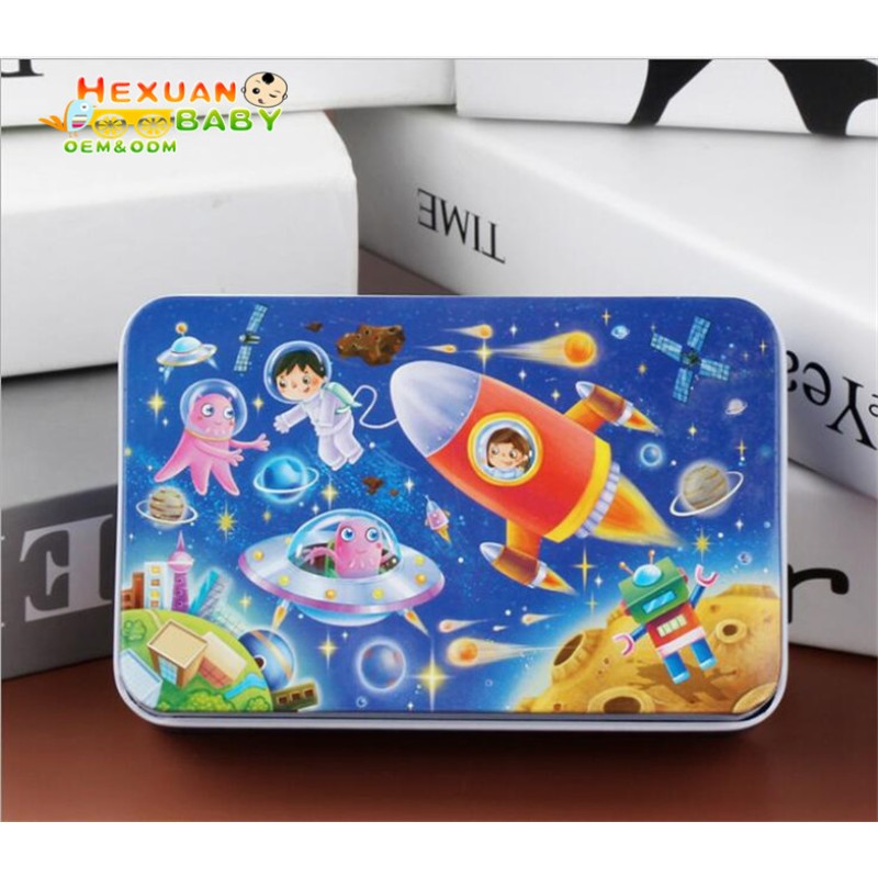 Educational Puzzle Factory - Children Creative Iron Box 6 in 1 Animal Puzzles Learning