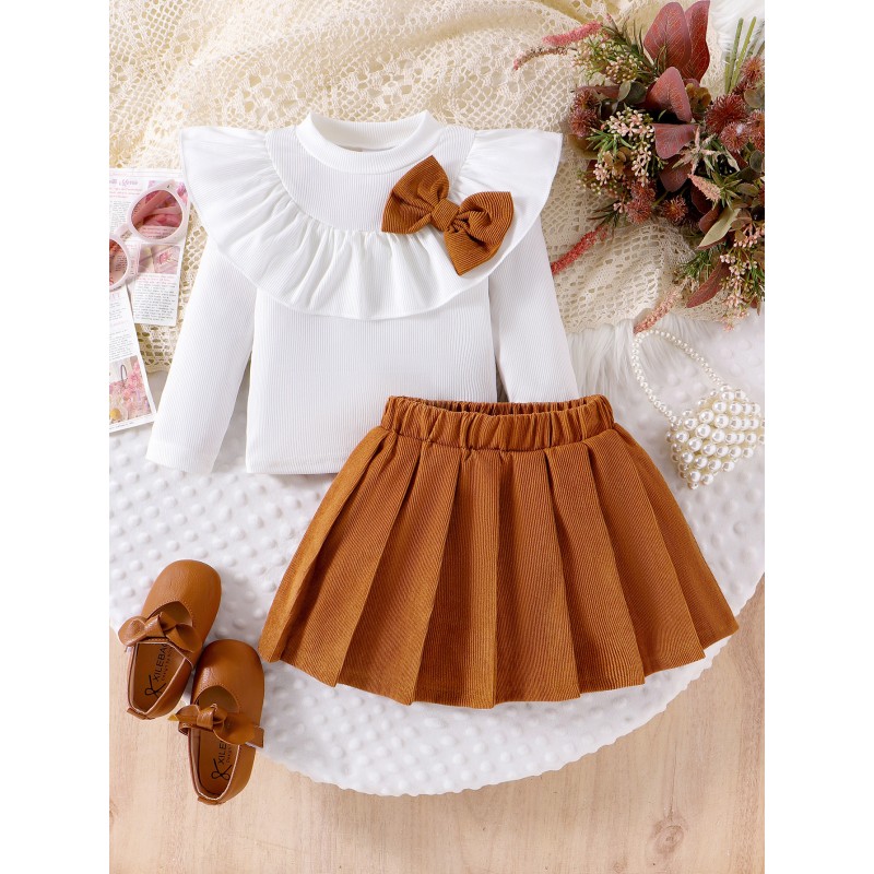 Girls Coat Set Factory - Fall Winter New Explosion-Effect Coat and Skirt Set Red