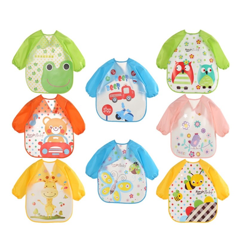 Baby Bandana Bibs Supplier - Cute Cartoon Waterproof Infant Eating Children Drawing Apron