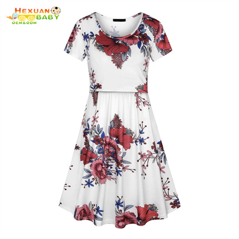 Pregnancy Nightgown Manufacturer - Dress for Pregnant Women Solid Round Neck Nursing