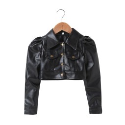 Kids Jacket Supplier - New Spring Autumn Stylish PU Leather Biker Style Casual Outerwear
