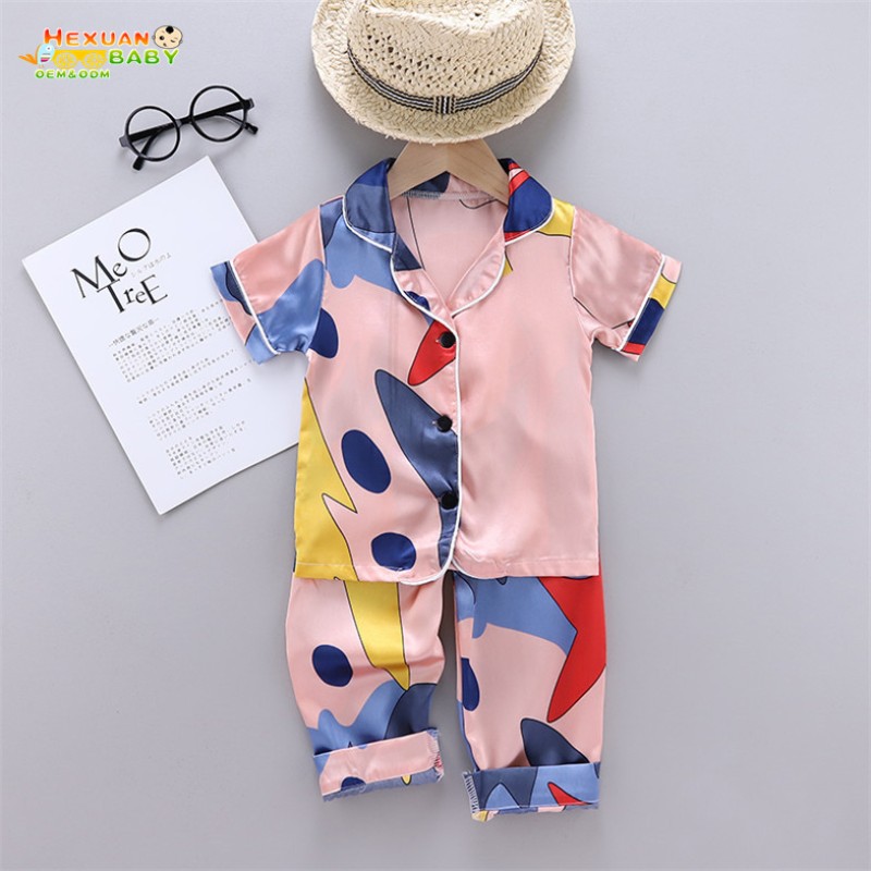 Boys Pajama Sets Manufacturer - Satin Short Sleeve Shorts Sleepwear for Summer 2pcs