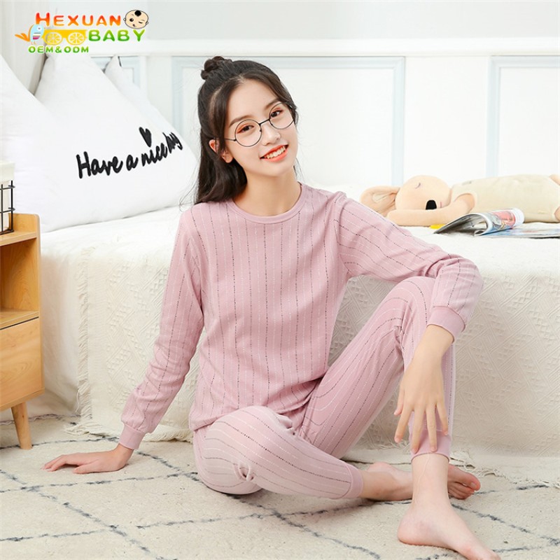 Kids Pajamas Manufacturer - Size 140-175 Latest Design Cute Pink Printing Cotton Fall