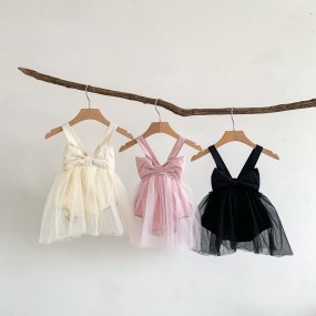 Baby Girl Dress Supplier - Summer Tutu Skirt Big Bow Birthday Clothes Toddler Suspenders