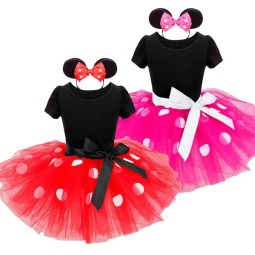 Kids Girl Dress Manufacturer - Fast Shipping Summer Tutu Dresses Polka Dots Minnie Costume