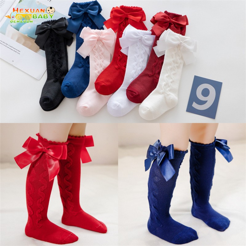 Princess Socks Supplier - Knee-High Bows Fuzzy for Girls Customizable Casual Knitted