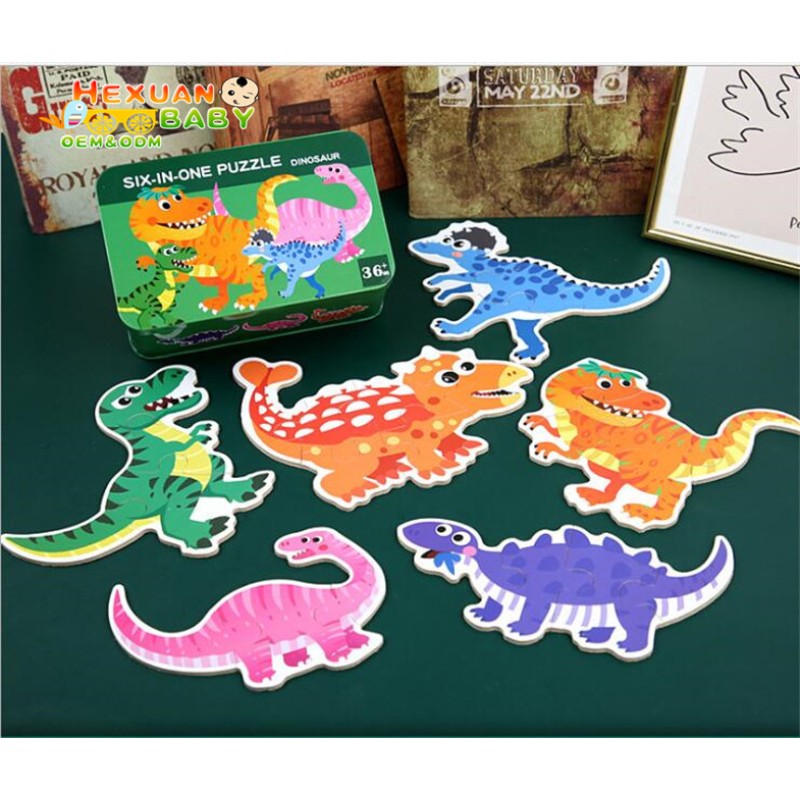 Wooden Puzzle Supplier - Wholesale 60 Pieces Cartoon Tin Box Jigsaw Educational Toys