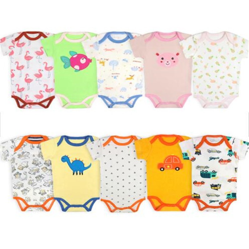 Newborn Set Supplier - Wholesale 5 Pcs Short Sleeves Cotton Baby Romper Set