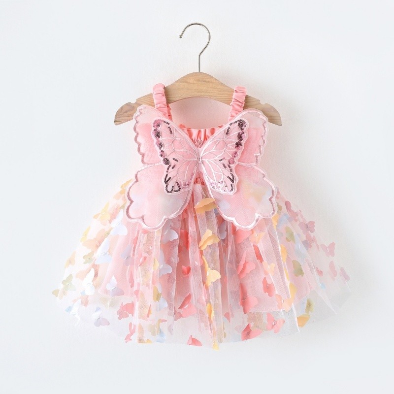 Baby Girl Dress Factory - Party Princess 3d Fairy Butterfly Wings Hanging Strap Mesh