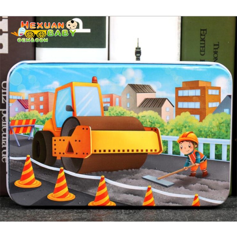 Educational Puzzle Factory - Children Creative Iron Box 6 in 1 Animal Puzzles Learning