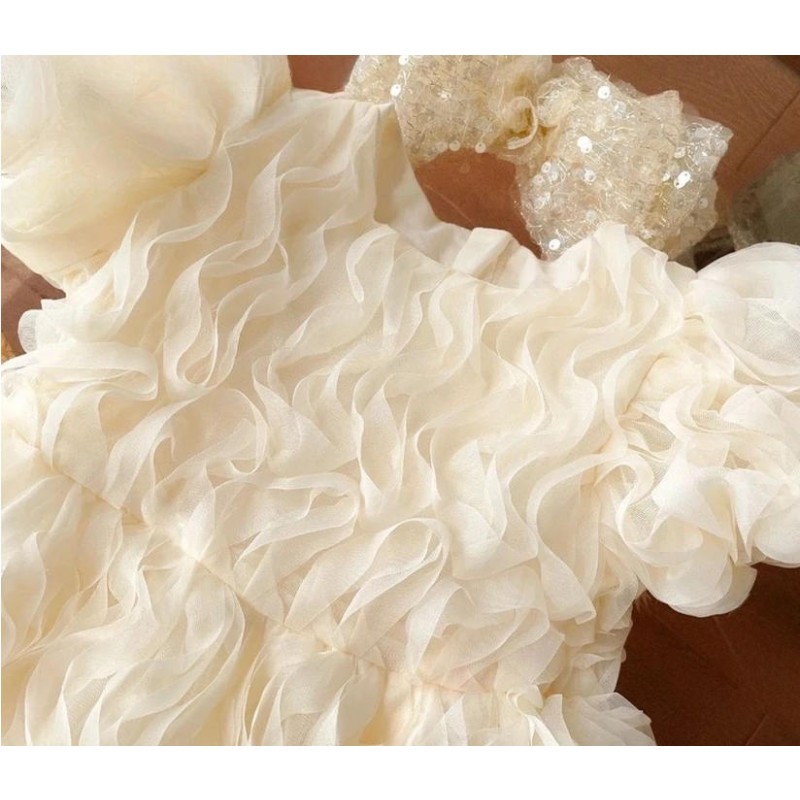 Baby Dress Manufacturer - Wholesale High Quality Mesh Puff Sleeve Soft Cotton Christening