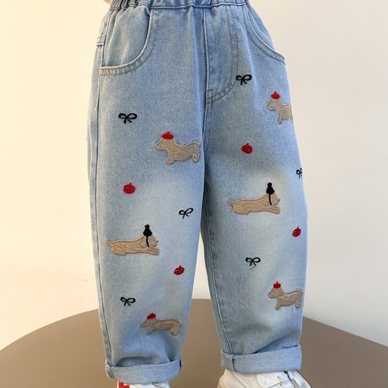 Girls Jeans Manufacturer - 2025 New Spring Autumn Loose Straight Leg Long Pants