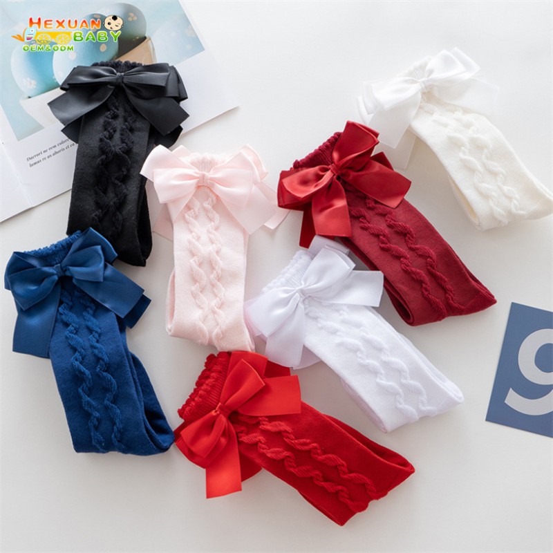 Princess Socks Supplier - Knee-High Bows Fuzzy for Girls Customizable Casual Knitted