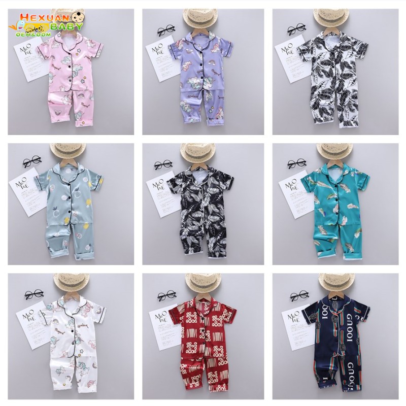 Boys Pajama Sets Manufacturer - Satin Short Sleeve Shorts Sleepwear for Summer 2pcs