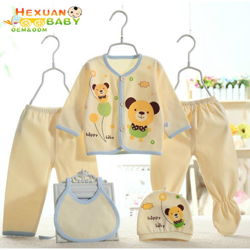 Infant Clothes Set Factory - 0-3M 100% Cotton 5pcs/set Baby Romper Set