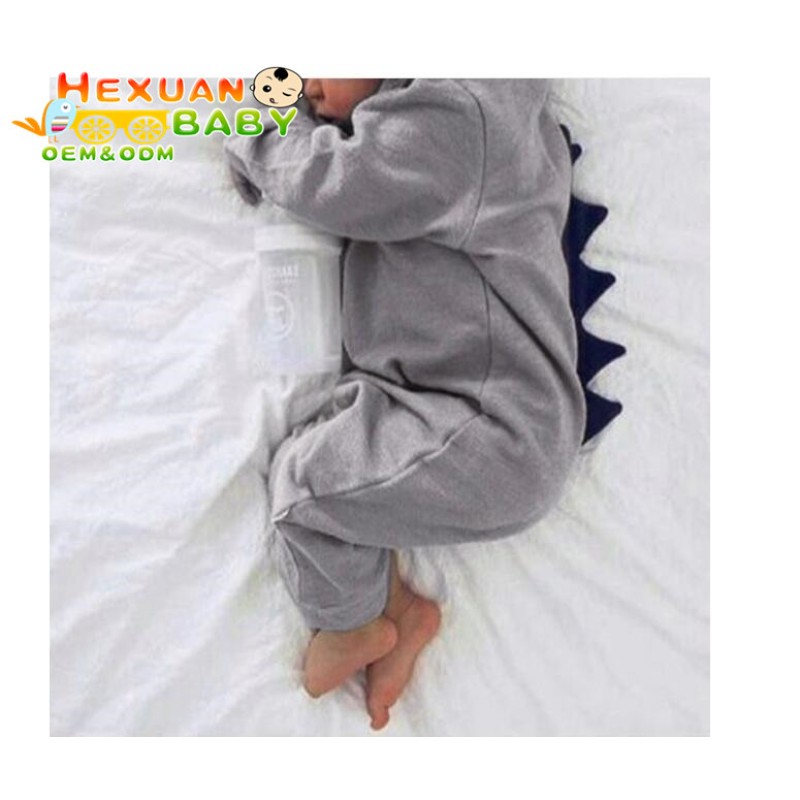 Children Clothing Supplier - Unisex Dinosaur Hooded Jumpsuit Casual Long Sleeve Outfits
