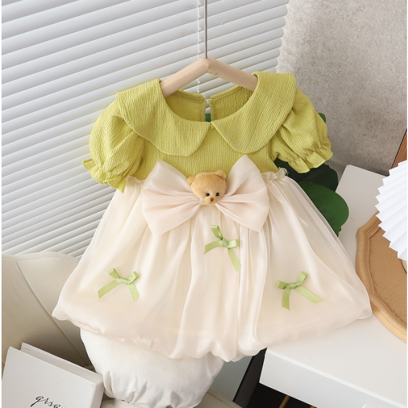 Baby Girl Dress Manufacturer - Summer New Red Short Sleeved Sweet Bow Children's Clothing