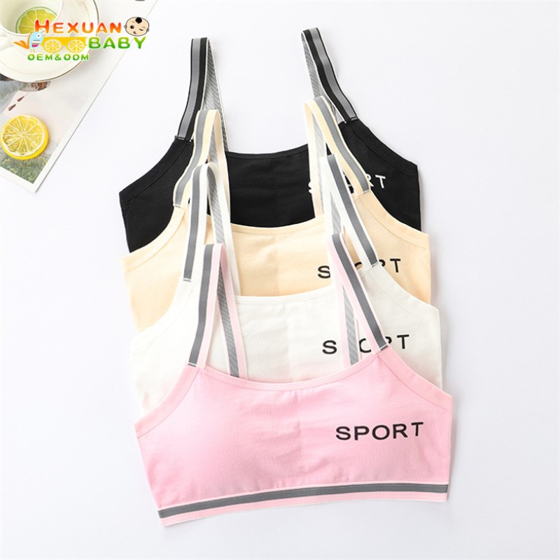 Girls Training Bras Supplier - Crop Tops for Teens Breathable Kids Sports Letter Soft
