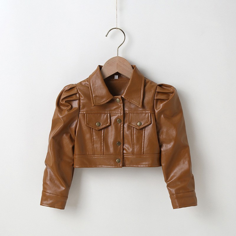 Kids Jacket Supplier - New Spring Autumn Stylish PU Leather Biker Style Casual Outerwear