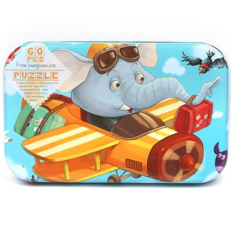 Children Puzzle Manufacturer - Animal Transport Character Six-in-one Iron Boxed Cube