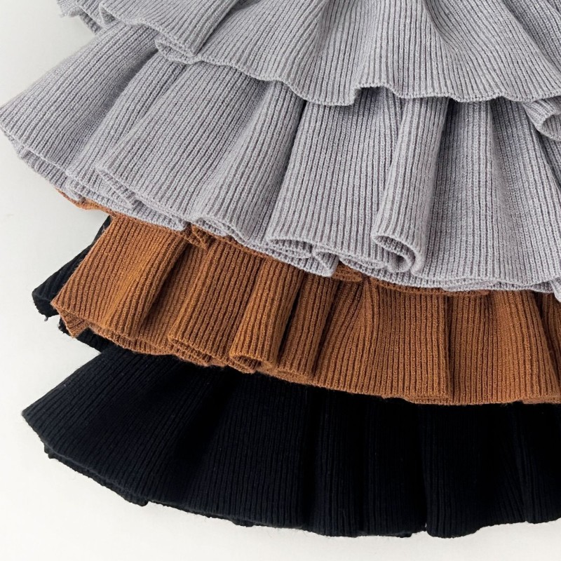 Children Clothing Factory - Korean Style Knitted Sweater Tiered Dress 2-Piece Suit Girls