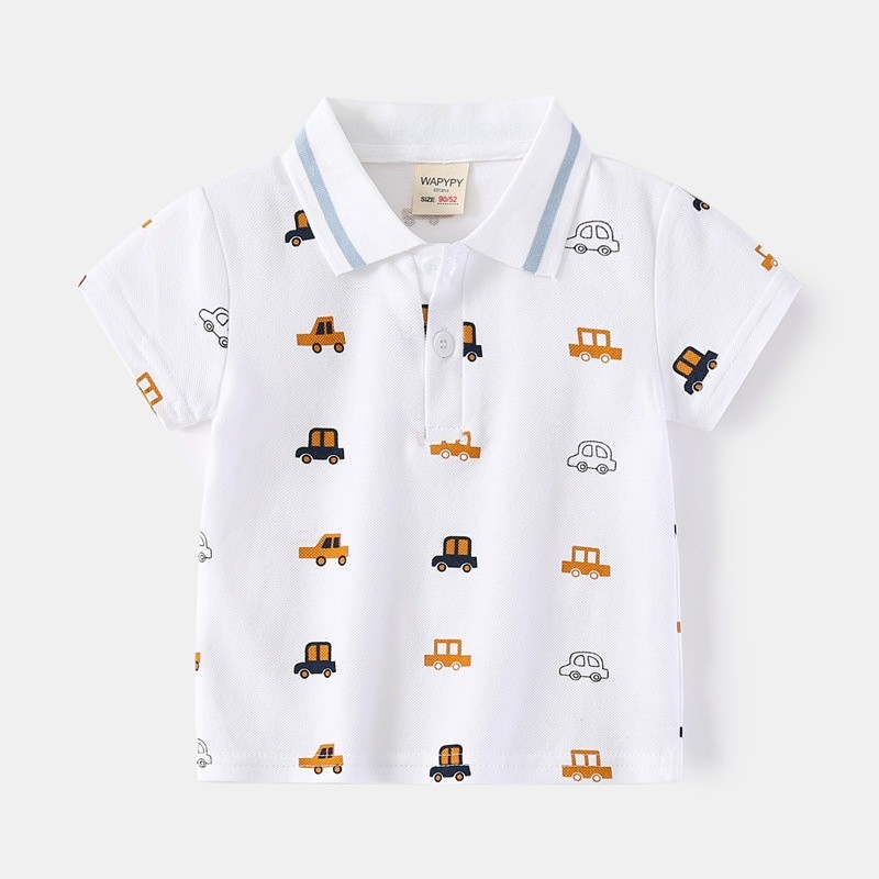 Boys Polo Shirts Manufacturer - Pure Cotton Animal Cartoon Printed Summer Short Sleeve